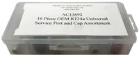 16 Piece A/C Service High & Low Side R-134a Port Adapter & Cap Assortment Kit