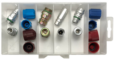 16 Piece A/C Service High & Low Side R-134a Port Adapter & Cap Assortment Kit