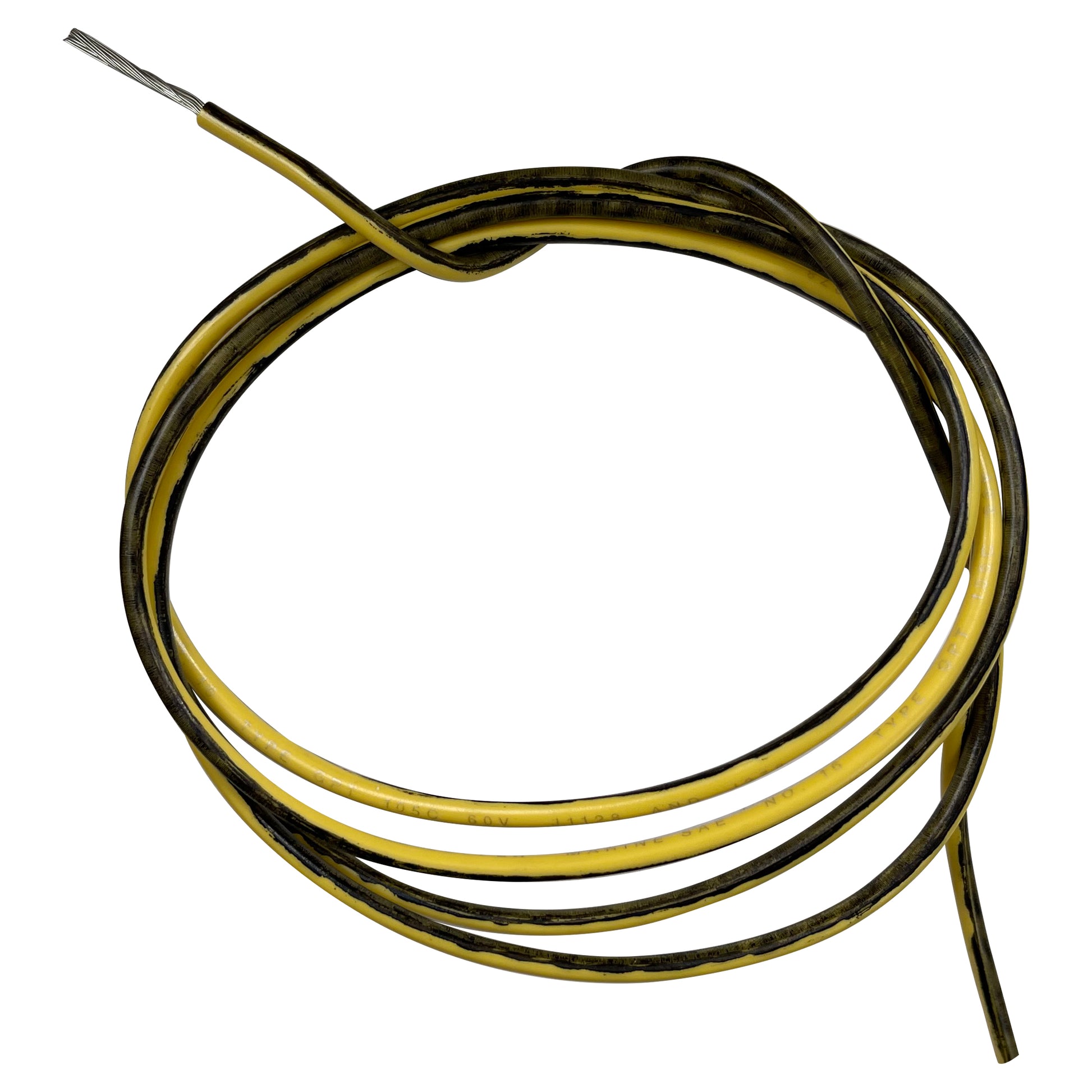 Yellow & Black Striped 16 AWG Primary Marine Tinned Copper Wire 600V USA - 100 FT