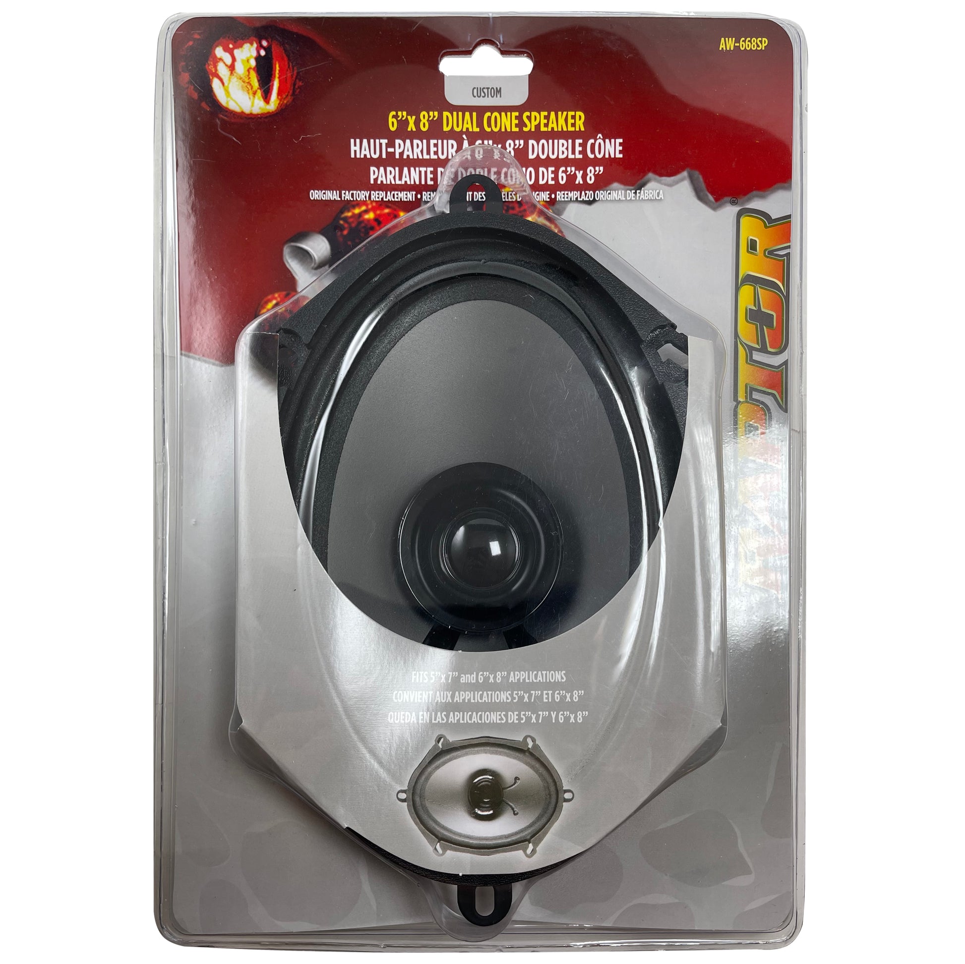 Raptor 6" x 8" OEM Dual Cone Speaker w/ 5" x 7" Inch Adapter 2-Way 75 Watts 4 OHMS Car Audio