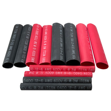 12 Piece 6 Inch Heavy Wall Heat Shrink Red and Black Tubing