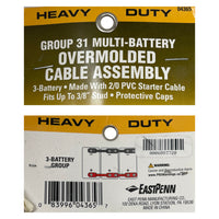 Red Positive Overmolded Battery Cable Assembly for 3 Group 31 Batteries (14")