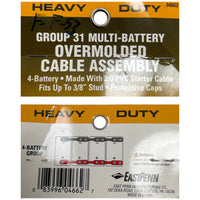 Black Negative Overmolded Battery Cable Assembly for 3 Group 31 Batteries (21")