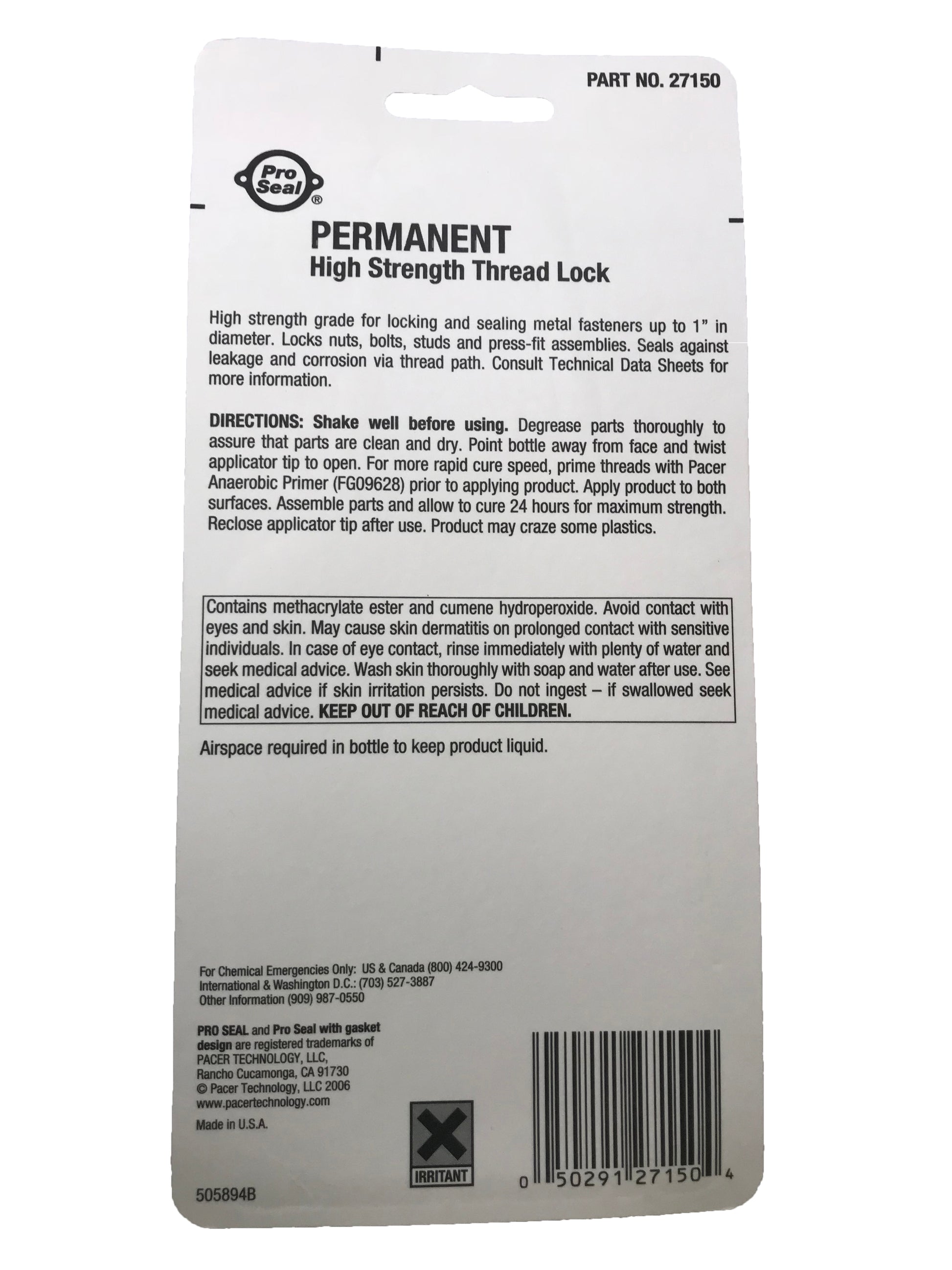 Pro Seal High Strength (Red) Thread Locker - 50 ml