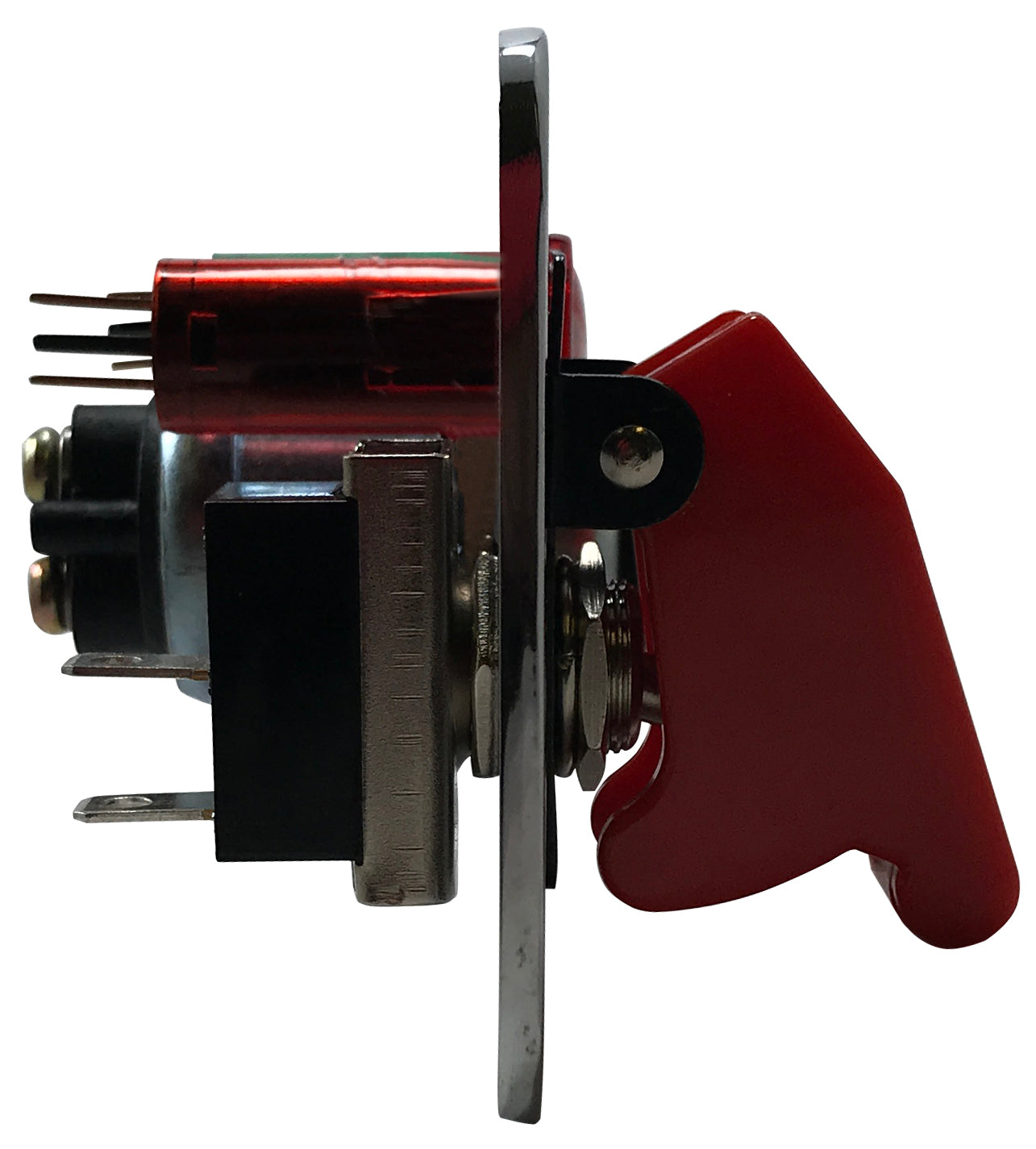 Chrome Multi-Purpose Switch Panel - Red Switch Cover, Ignition On / Off , Push Start & Lights