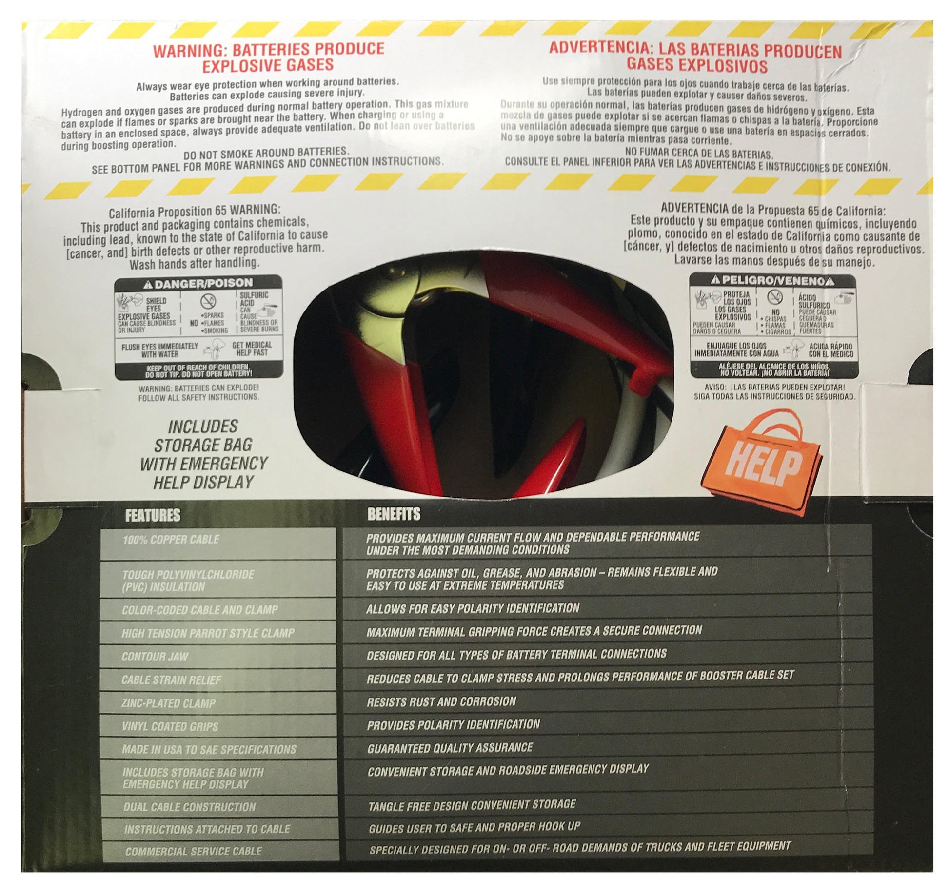 Deka 00163 Heavy Duty 20 FT 4 Gauge Booster Emergency Battery Jumper Cable - USA