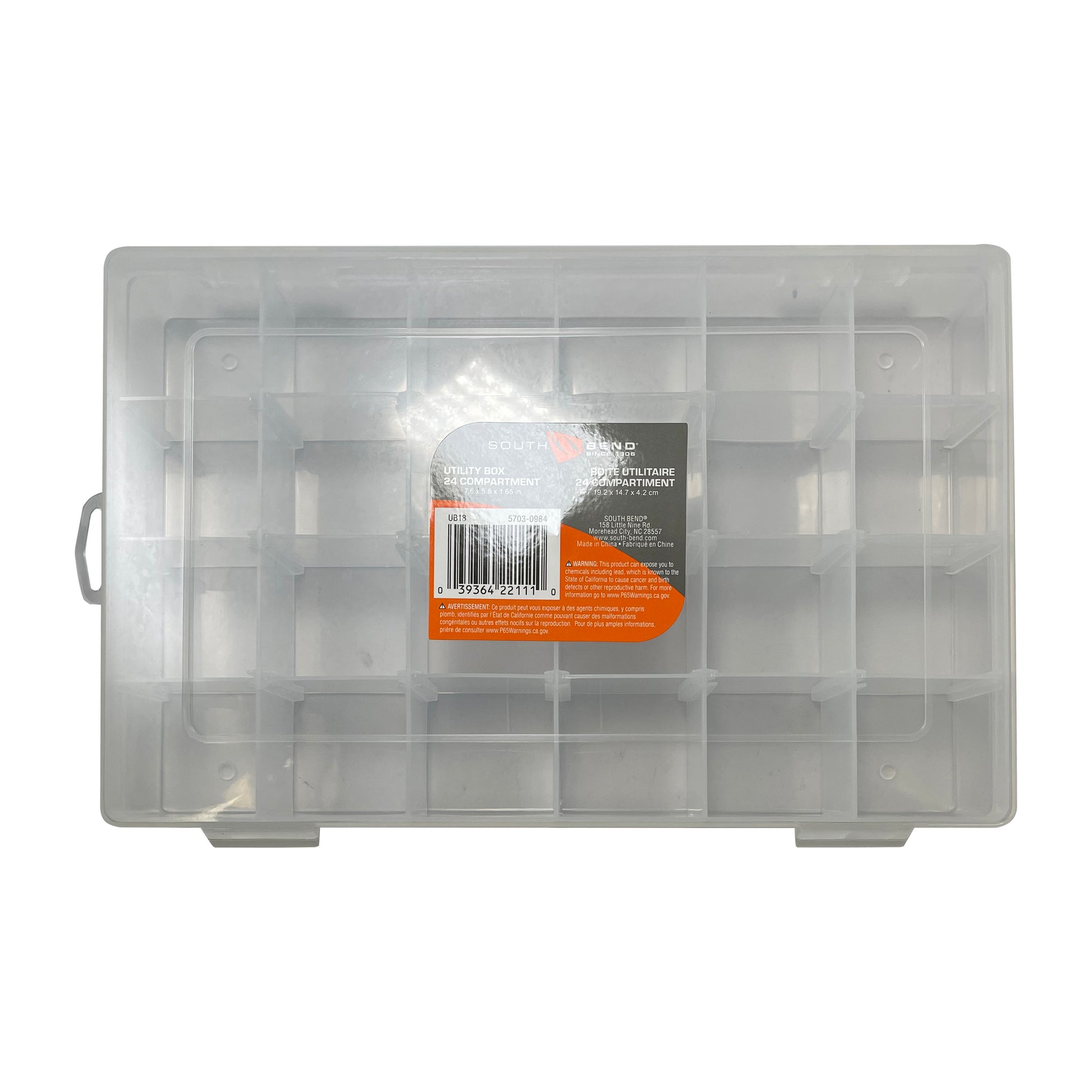 TRANSLUCENT UTILITY BOX, 24 COMPARTMENT  10.75" x 7" x 1.75"