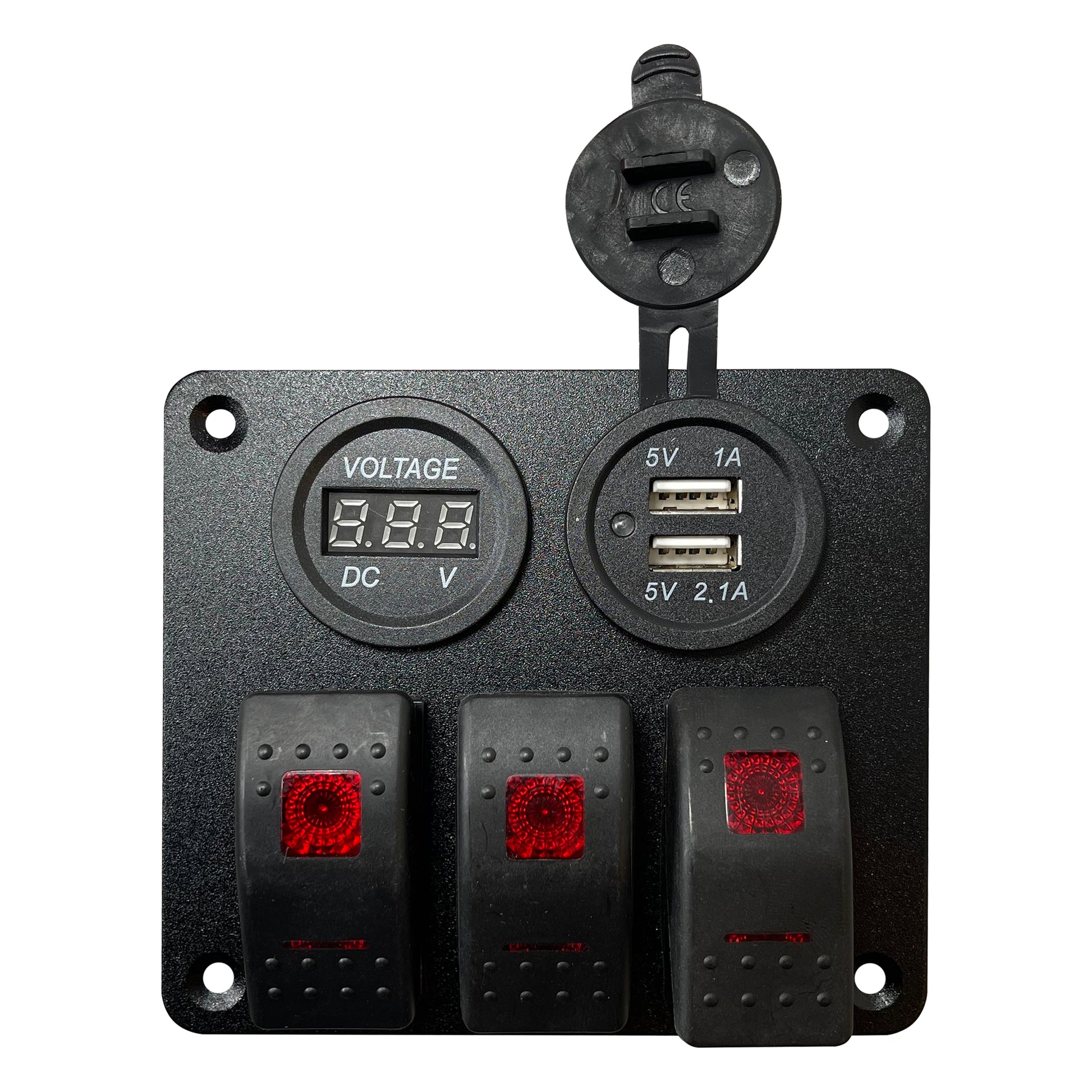 12V Car Truck Boat UTV Red LED Dual USB Charger Digital - Foto 10