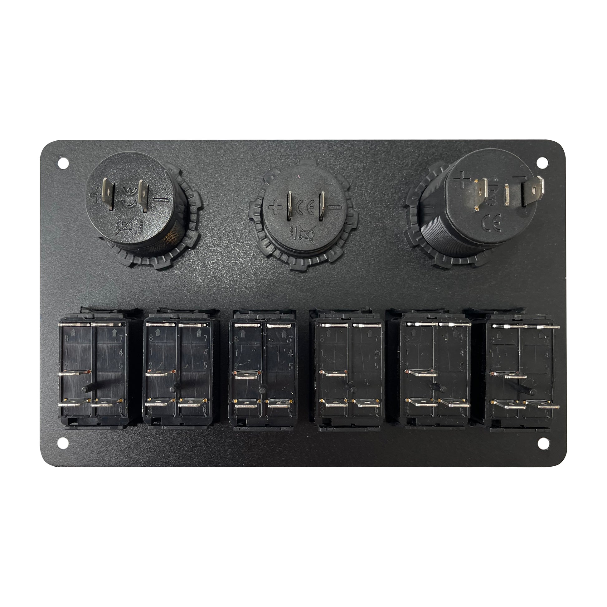 Control Panel 6 Rocker Switch - USB Lighter & Voltage Gauge