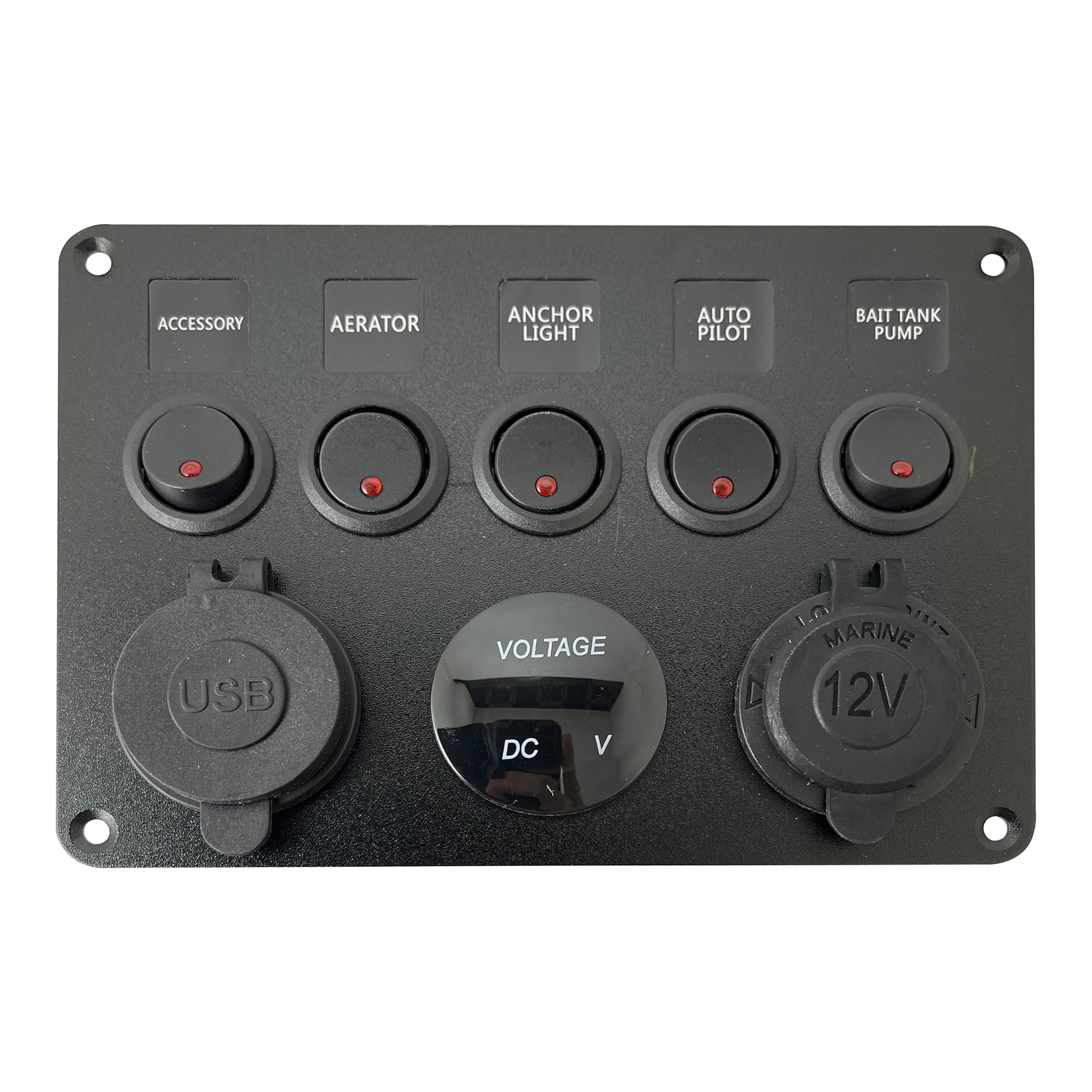 Control Panel 5 Switches Rocker Switch Panel - USB Lighter Volt ...
