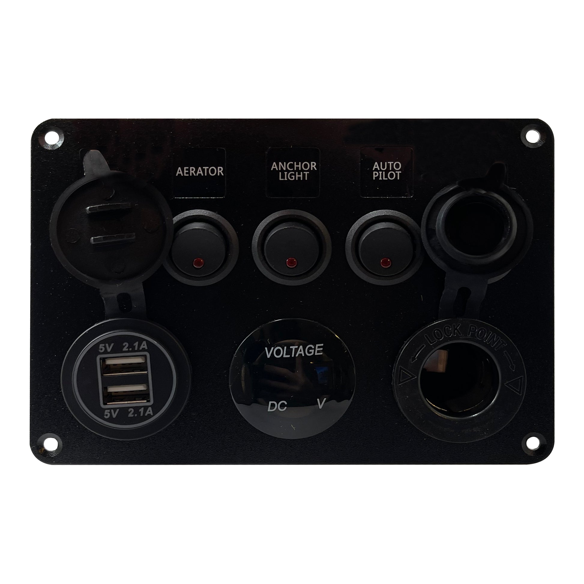 Control Panel 5 Switches Rocker Switch Panel - USB Lighter Volt