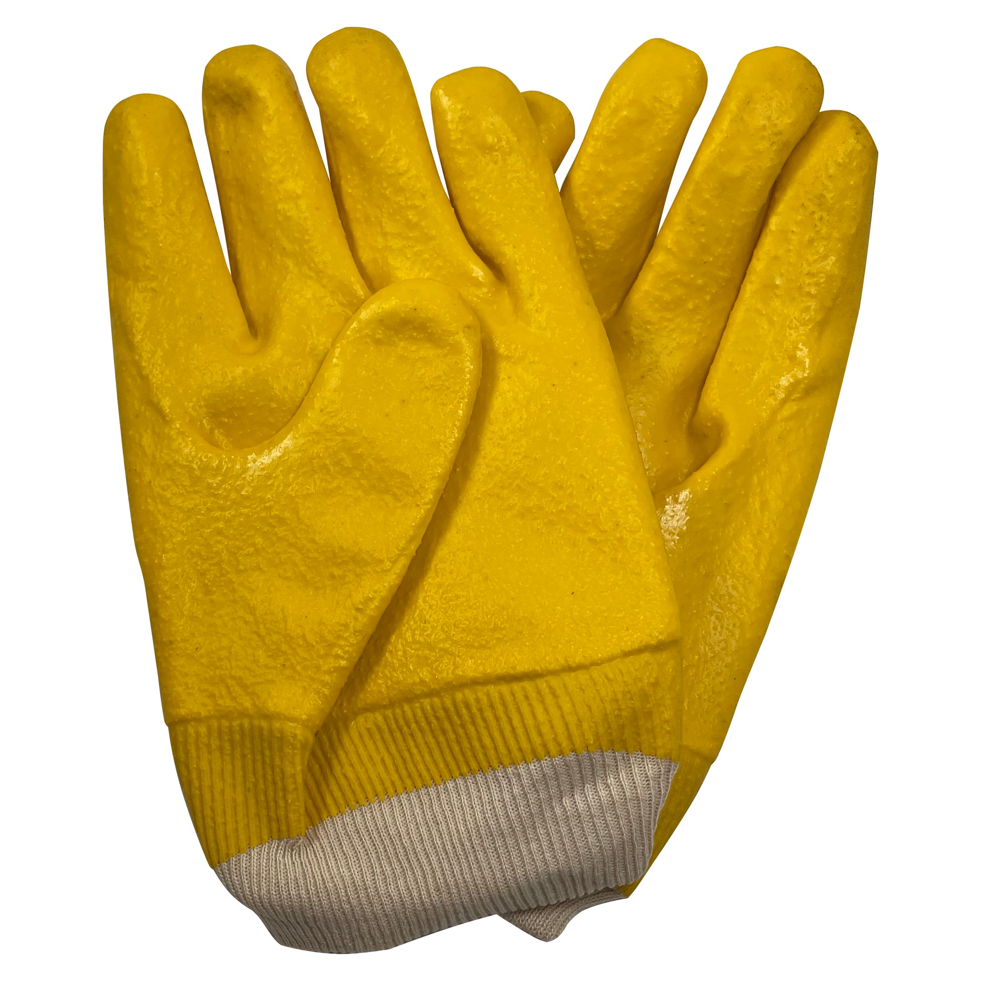 Pair of PVC Coated Yellow Jersey Lined Men Refrigerant Handling & Freezer Gloves