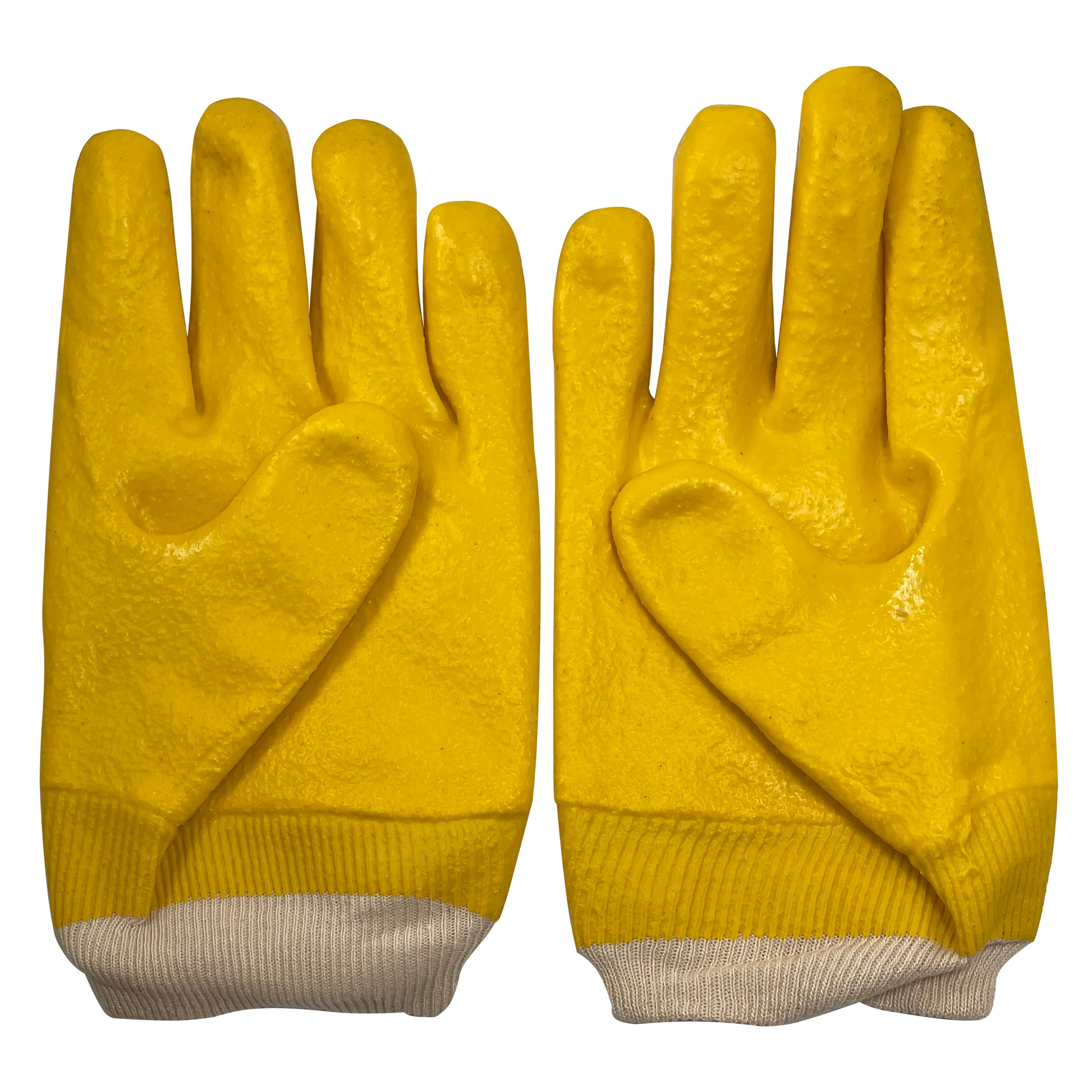 Pair of PVC Coated Yellow Jersey Lined Men Refrigerant Handling & Freezer Gloves