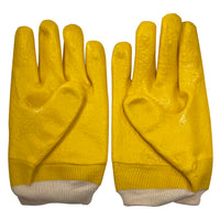 Pair of PVC Coated Yellow Jersey Lined Men Refrigerant Handling & Freezer Gloves