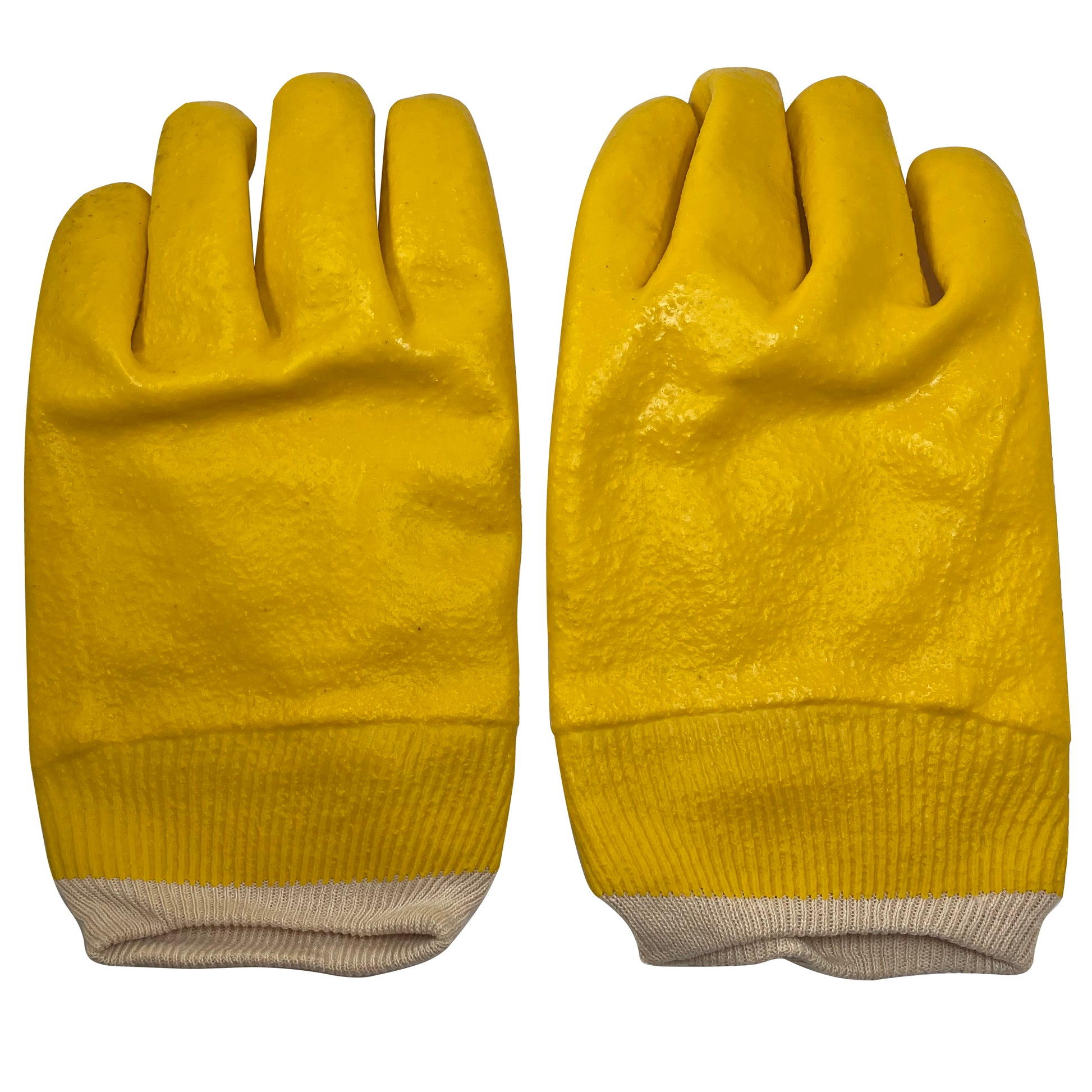 Pair of PVC Coated Yellow Jersey Lined Men Refrigerant Handling & Freezer Gloves
