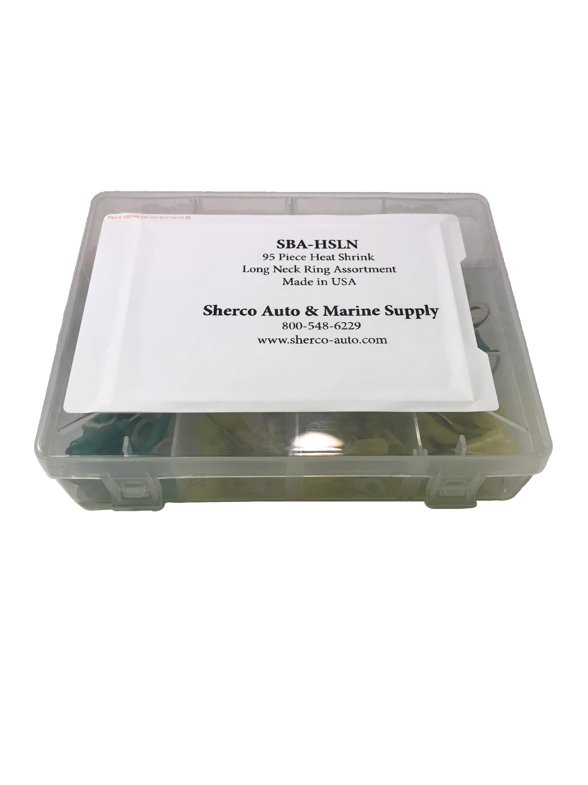 95 Piece Heat Shrink & Crimp Long Neck Ring Terminal Wire Connector Assortment Kit