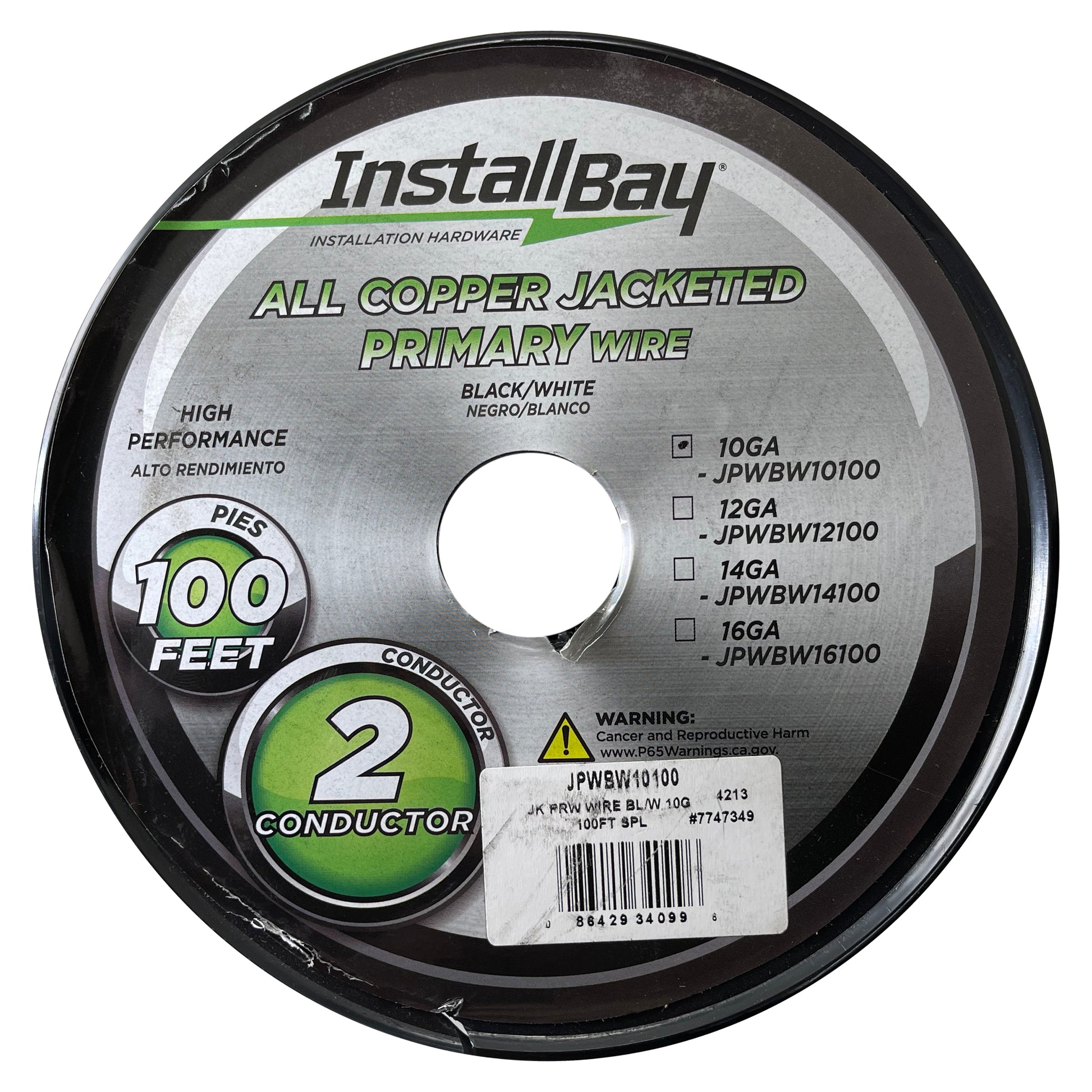Jacketed Duplex Primary Wire 2 Conductor 10 AWG All Copper Black White - 100 FT