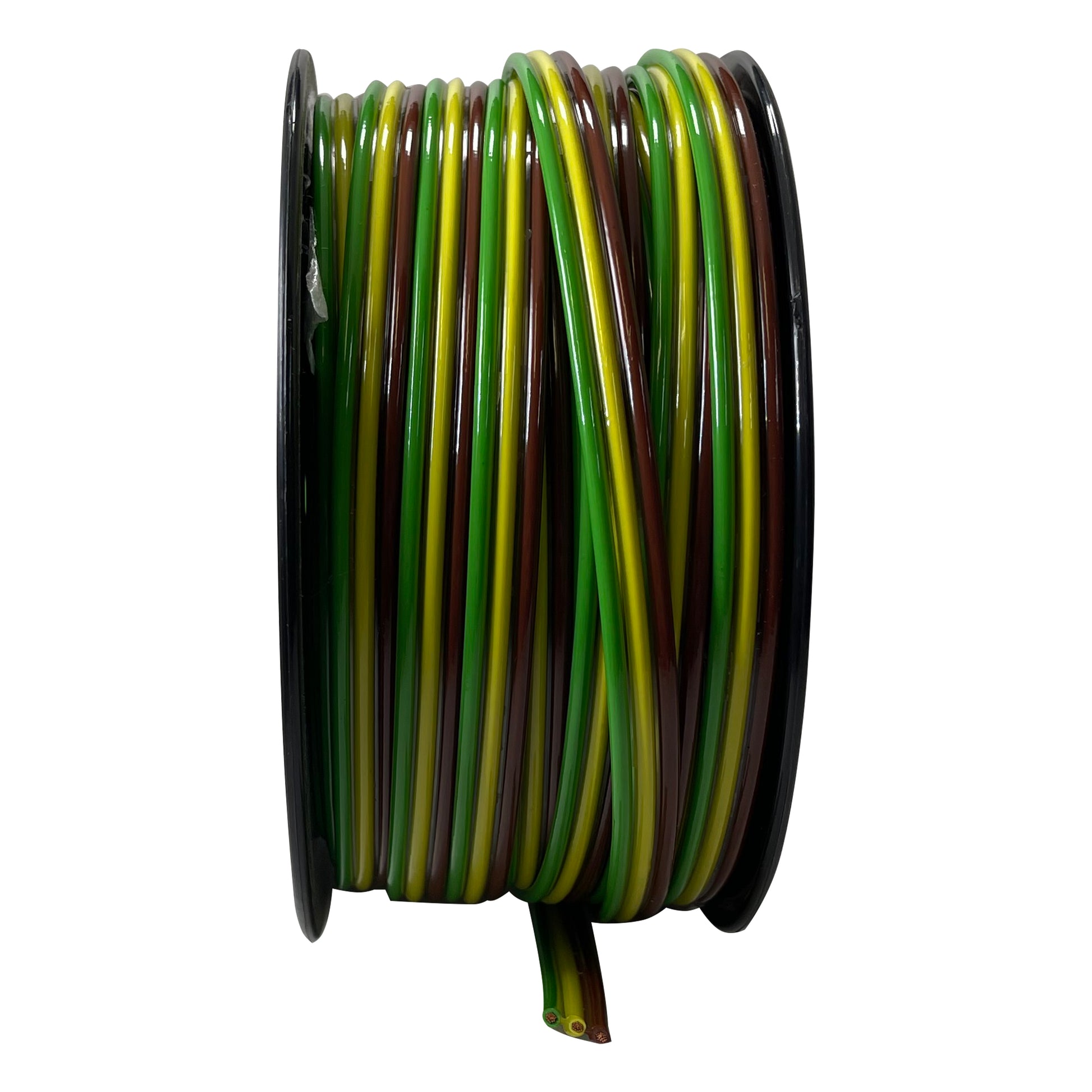 Triplex All Copper Trailer Wire 18 AWG 3 Conductor Brown Green Yellow - 100 Ft