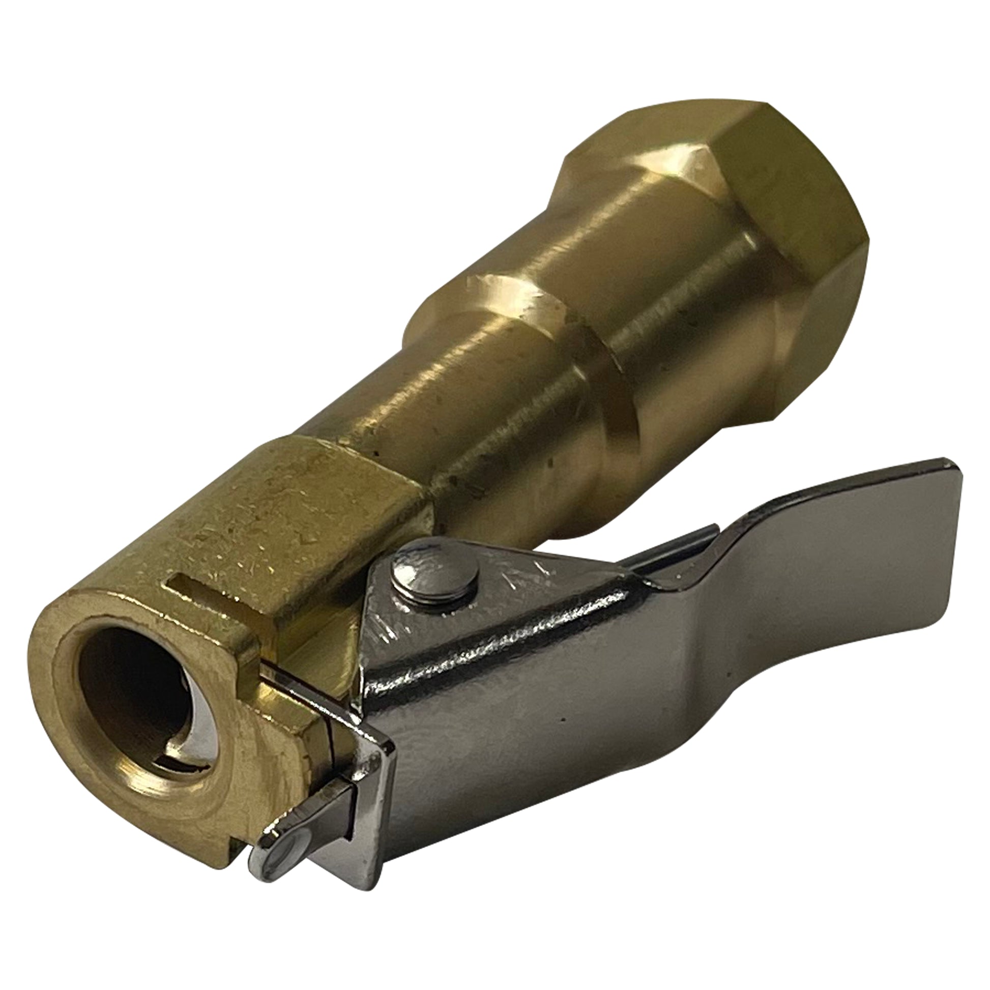 Brass Lock-On Tire Air Chuck 1/4" NPT Thread W/ Clip