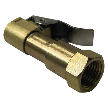 Brass Lock-On Tire Air Chuck 1/4" NPT Thread W/ Clip