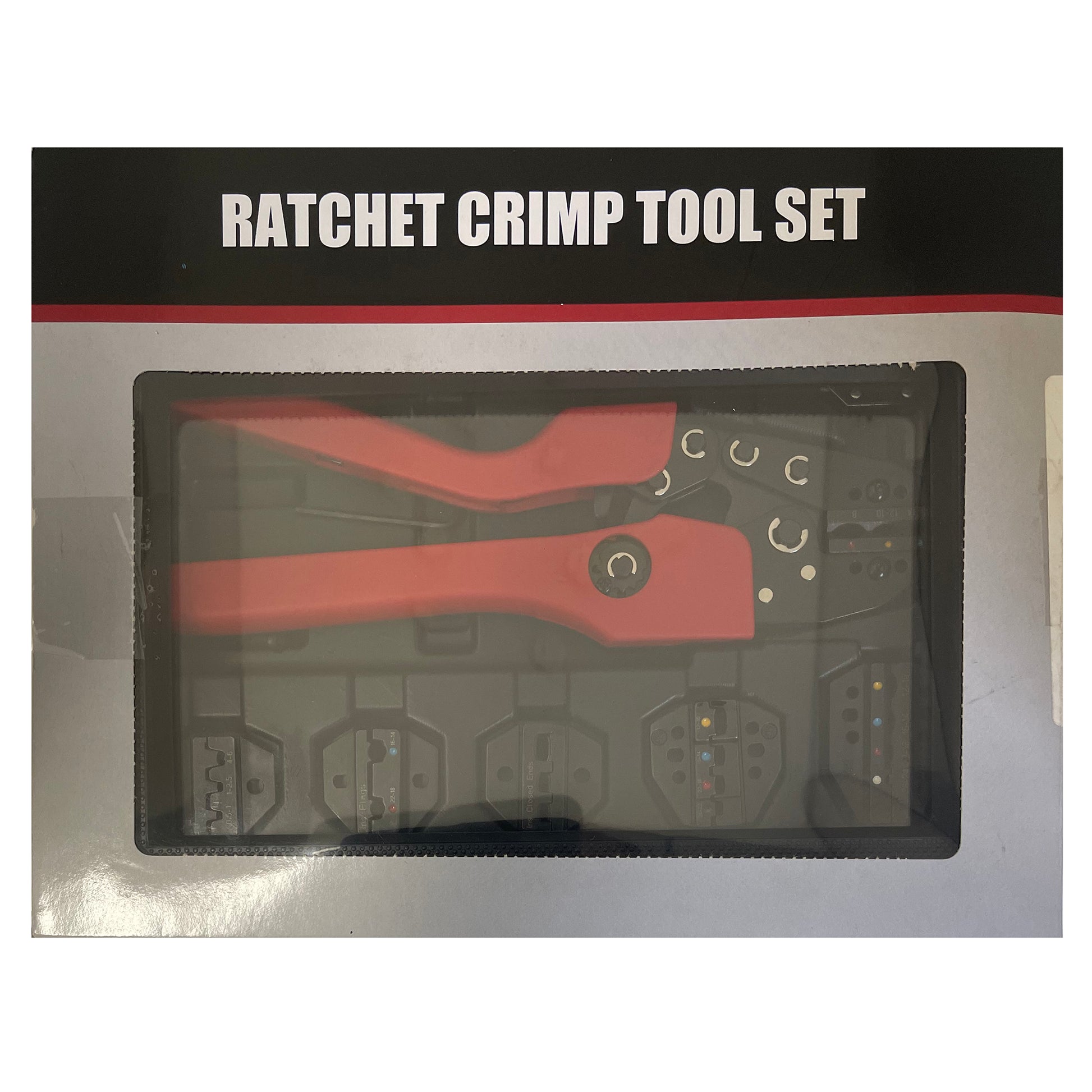 Heavy Duty Ergonomic Ratcheting Crimper Tool Kit & Dies For 22-8 Gauge Heat Shrink Terminals