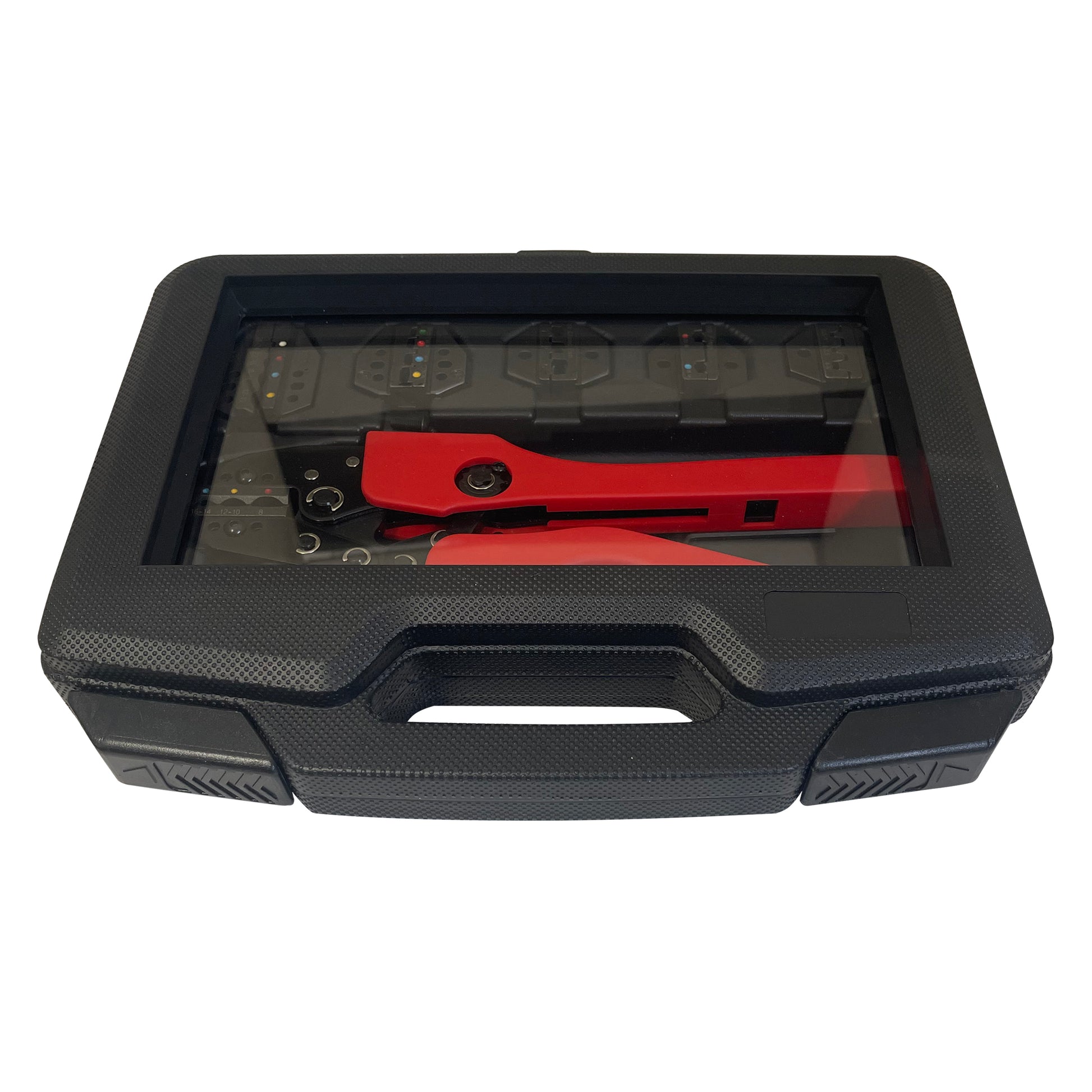 Heavy Duty Ergonomic Ratcheting Crimper Tool Kit & Dies For 22-8 Gauge Heat Shrink Terminals