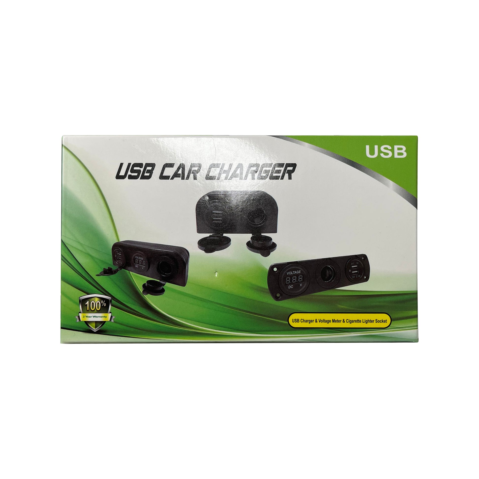USB Car Charger Voltage Meter & Cigarette Lighter Control Panel - 6" x 1-3/4 x 2