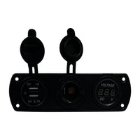USB Car Charger Voltage Meter & Cigarette Lighter Control Panel - 6" x 1-3/4 x 2