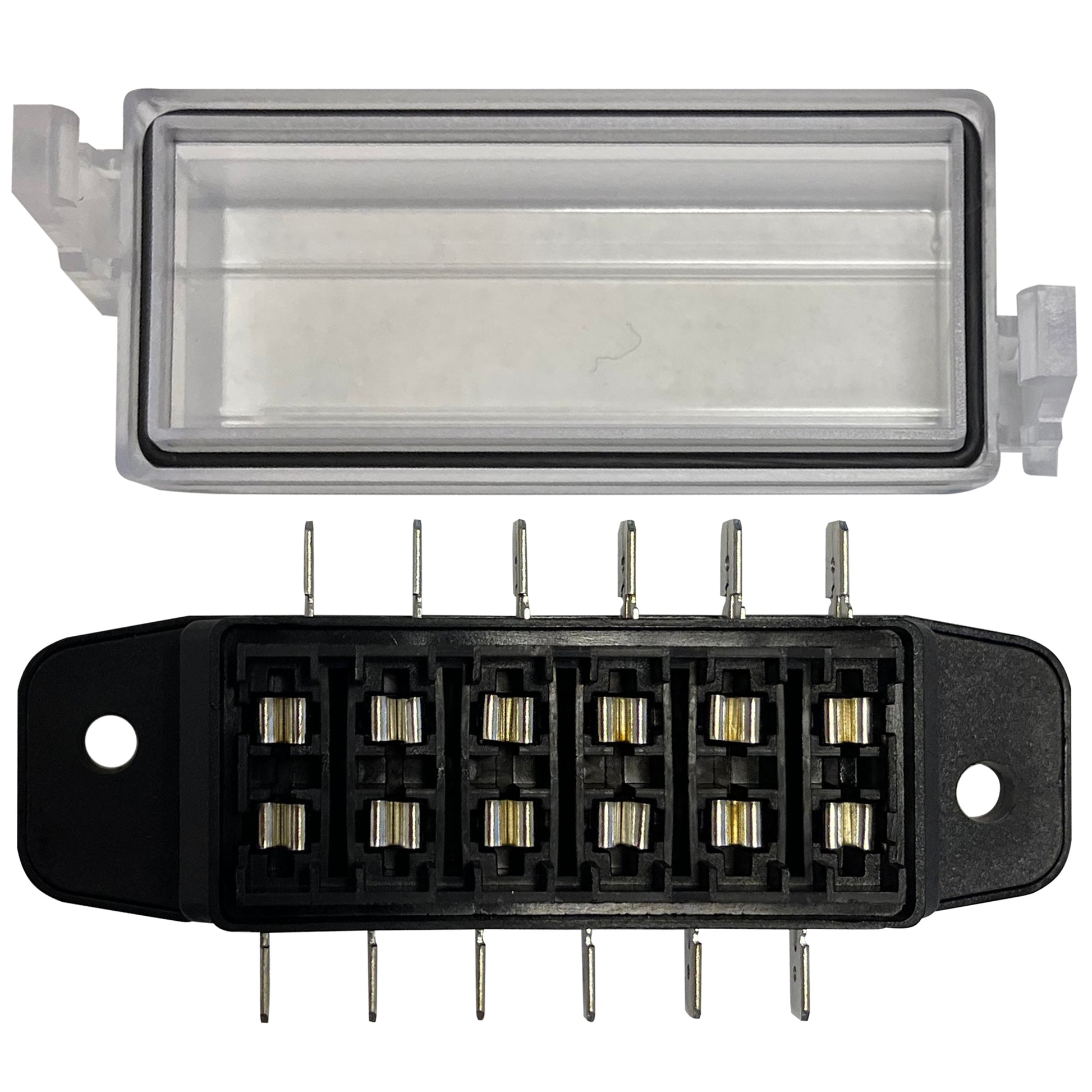 6 Way ATO / ATC Blade Fuse Block Panel w/ Cover