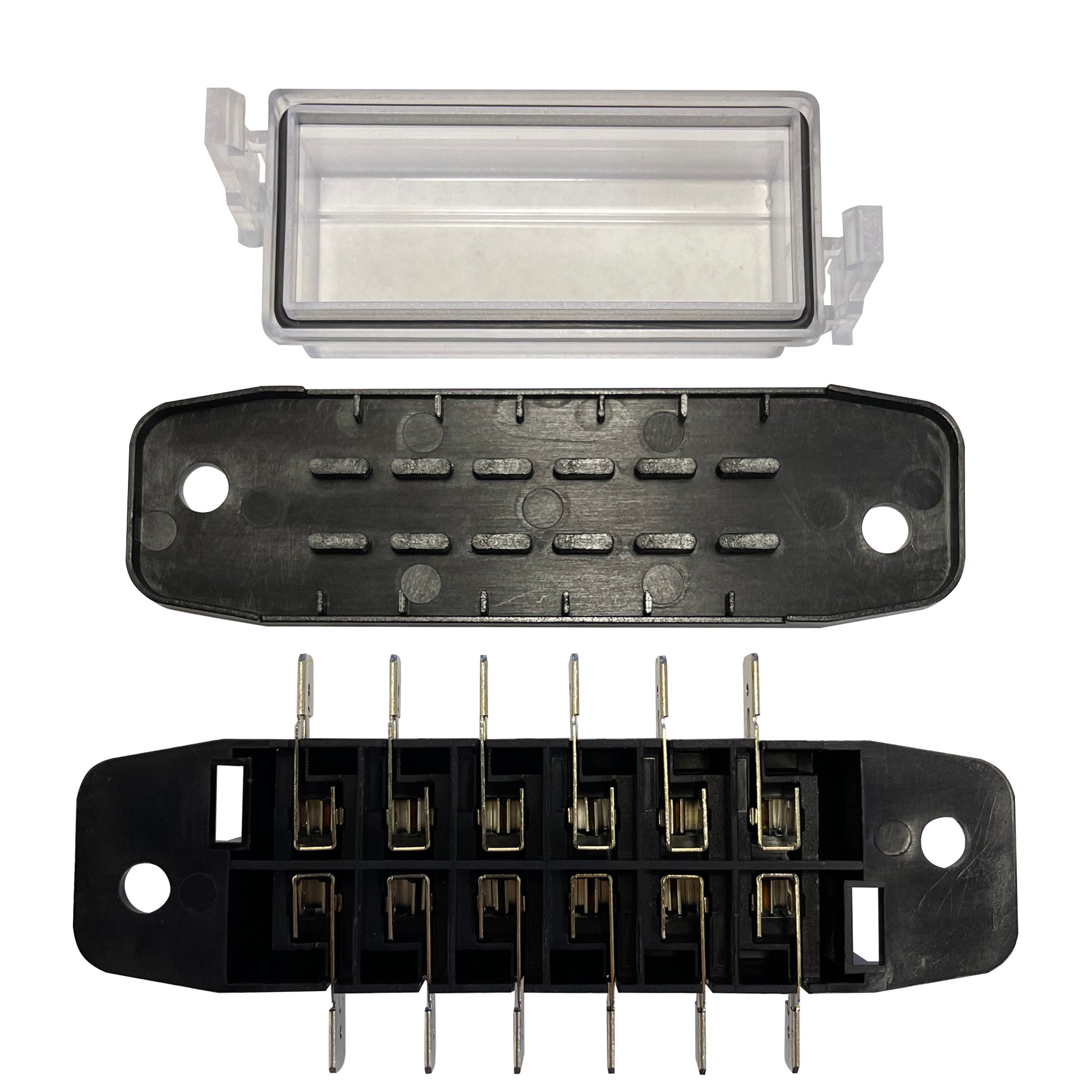 6 Way ATO / ATC Blade Fuse Block Panel w/ Cover