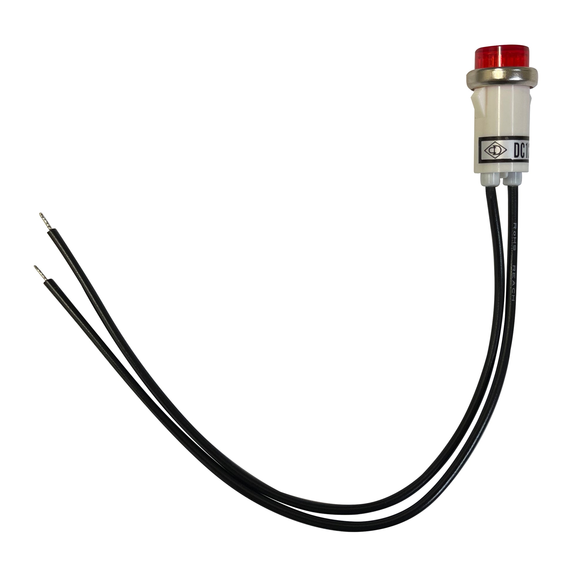 Universal 12V Red Incandescent Indicator Light - Mounting Diam. 1/2”