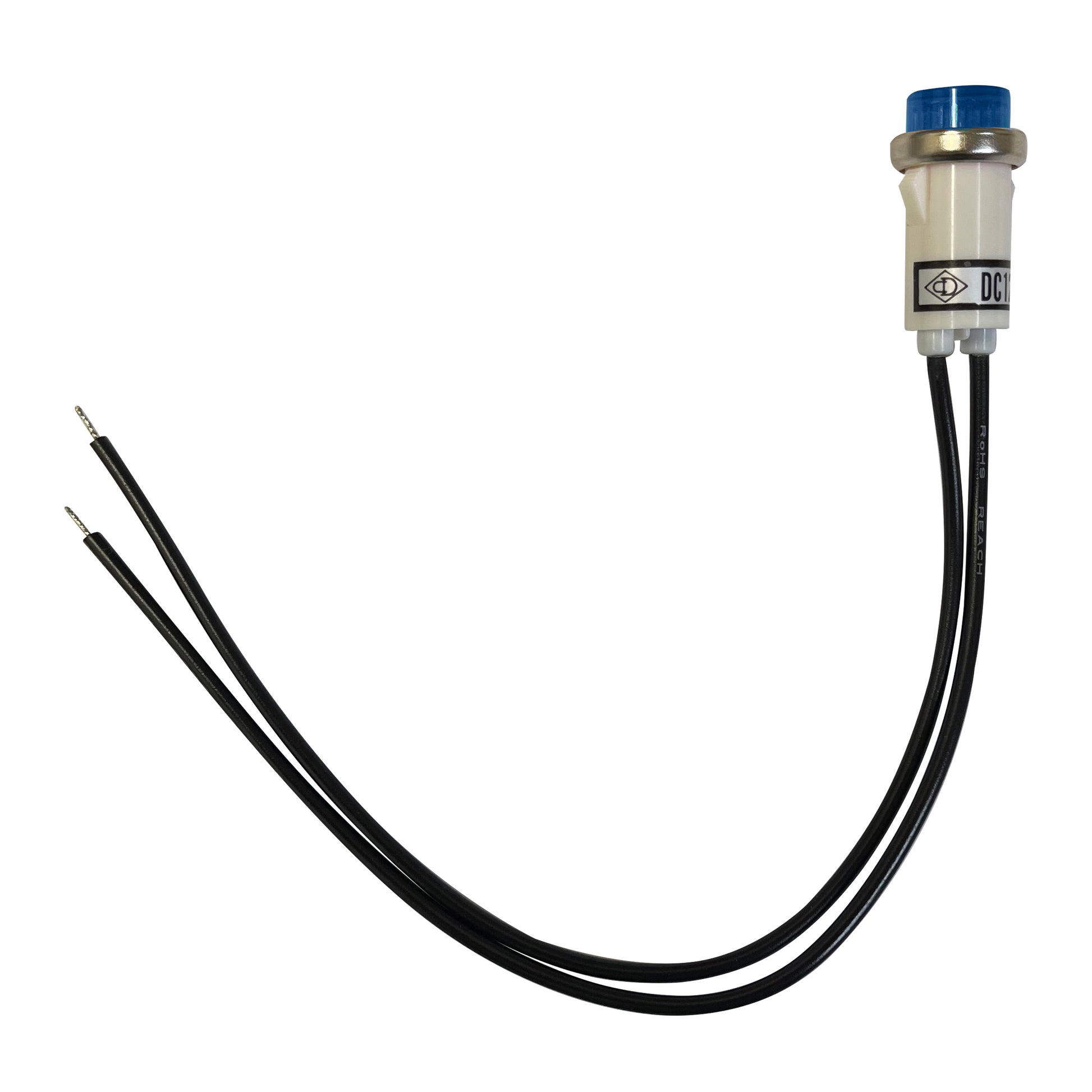 Universal 12V Blue Incandescent Indicator Light - Mounting Diam. 1/2”