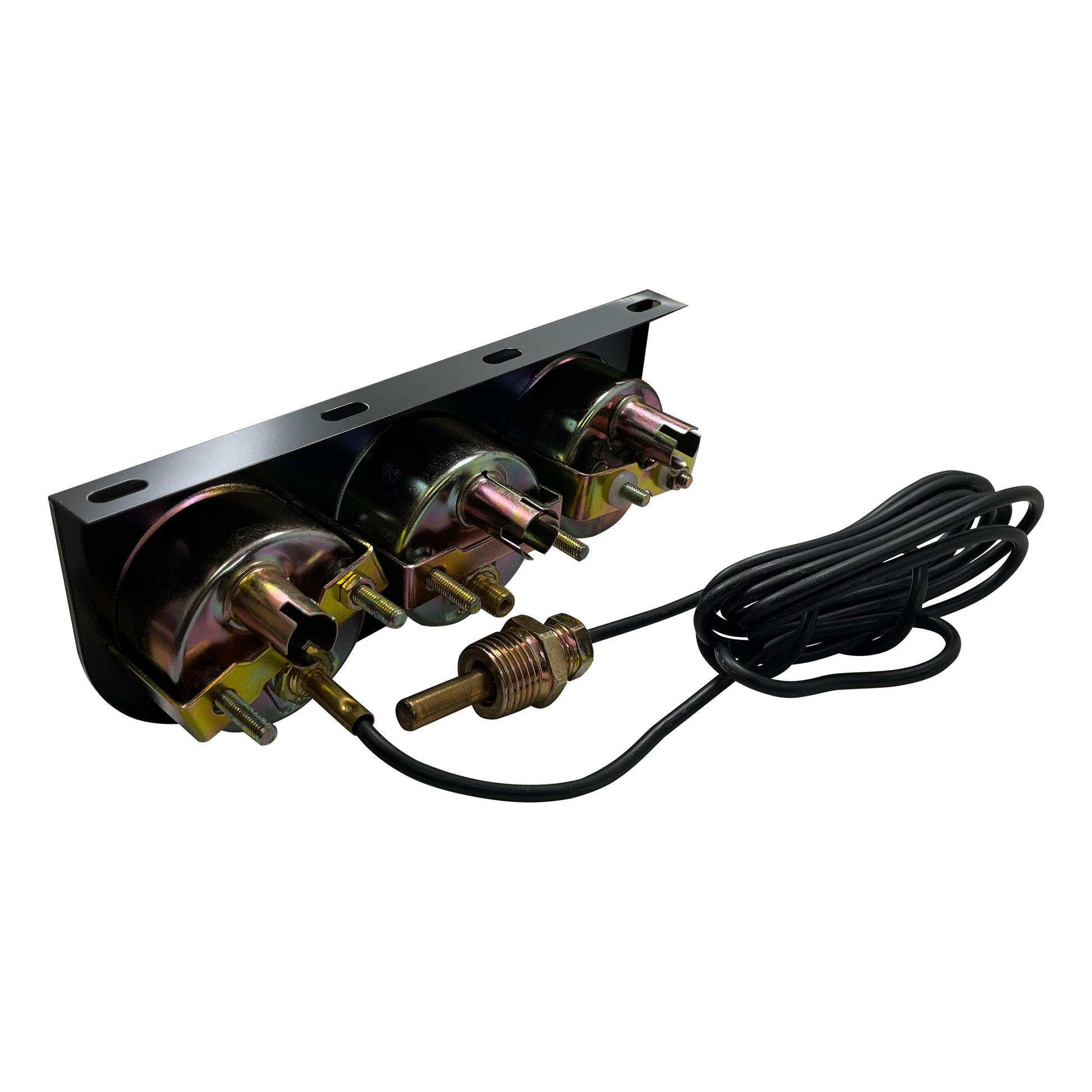 Black 2" Triple Gauge Set - Water Oil Pressure PSI & Ammeter Voltage
