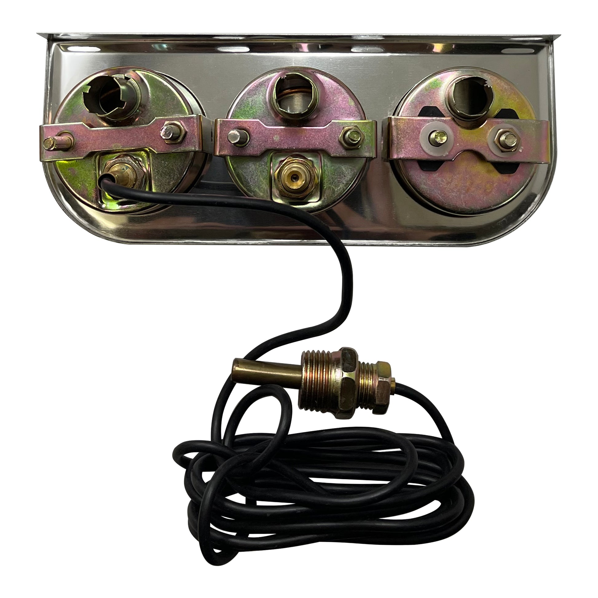 Chrome 2" Triple Gauge Set - Water Oil Pressure PSI & Ammeter Voltage