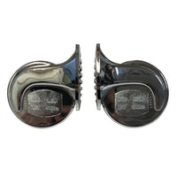 Universal Chrome Shell Electric Air Horn Set High 510 / Low 410 w/ Relay Kit
