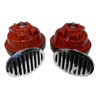 Universal Red Snail Electric Air Horn Set High 500 / Low 400 w/ Relay Kit
