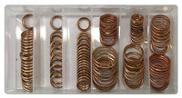 110 Piece Crush-able Copper Oil Drain Plug Gasket Assortment Washer Kit - 9 Sizes