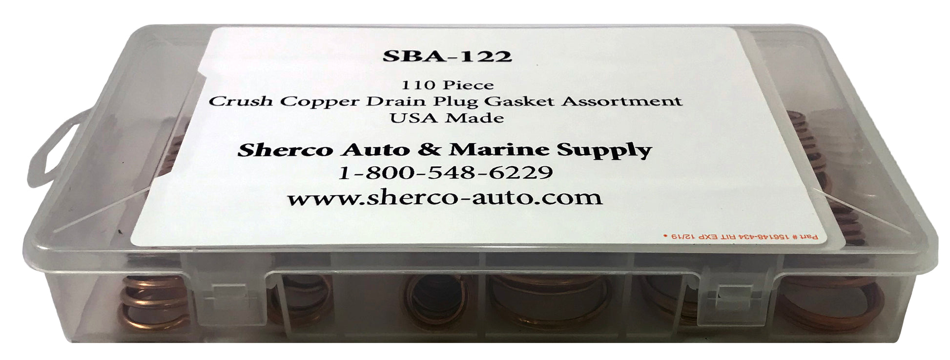 110 Piece Crush-able Copper Oil Drain Plug Gasket Assortment Washer Kit - 9 Sizes