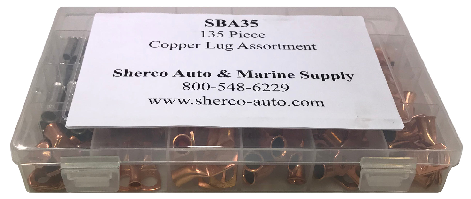 135 Piece Bare Copper Lug  Battery Terminal End & Butt Splice Connector Assortment Kit - 8 to 1 AWG