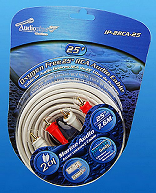AUDIOPIPE MARINE OXYGEN FREE 25' WHITE 2 CHANNEL RCA AUDIO CABLE