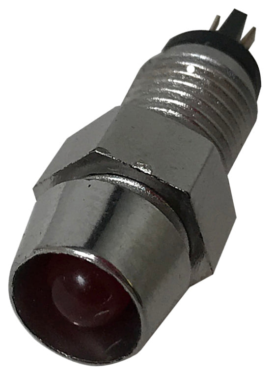LED Indicator Lights Red in Chrome Housing 12V LED Fits 8mm hole