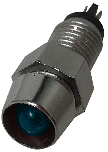 LED Indicator Lights Blue in Chrome Housing 12V LED Fits 8mm hole