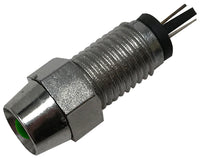 LED Indicator Lights Green in Chrome Housing 12V LED Fits 8mm hole