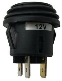 Green LED Round Push On Off Switch With Splash Proof Seal - 10A @ 12V