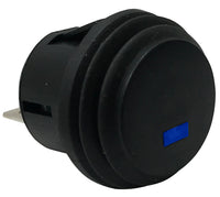 Blue LED Round Push On Off Switch With Splash Proof Seal - 10A @ 12V