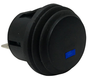 Blue LED Round Push On Off Switch With Splash Proof Seal - 10A @ 12V