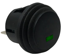 Green LED Round Push On Off Switch With Splash Proof Seal - 10A @ 12V
