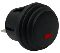 Red LED Round Push On Off Switch With Splash Proof Seal - 10A @ 12V