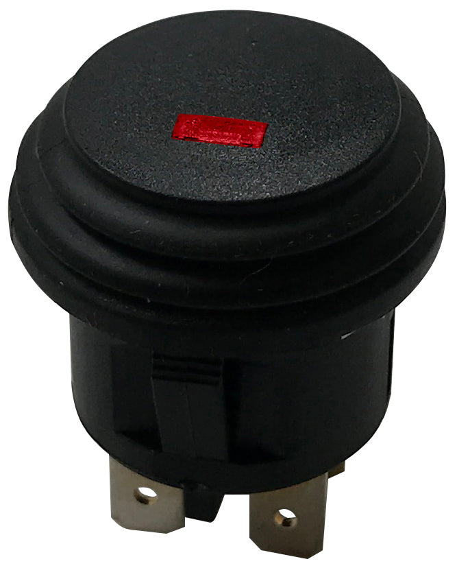 Red LED Round Push On Off Switch With Splash Proof Seal - 10A @ 12V