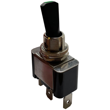Green Heavy Duty LED Illuminated ON / OFF Metal Toggle Switch SPST - 30 Amps @ 12 Volts